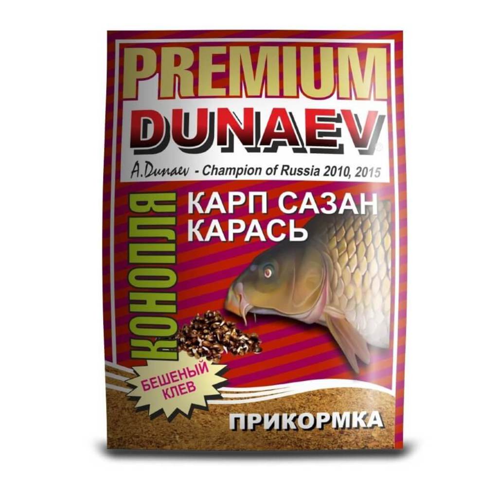Прикормка DUNAEV-PREMIUM 1кг Карп-Сазан Конопля Красная